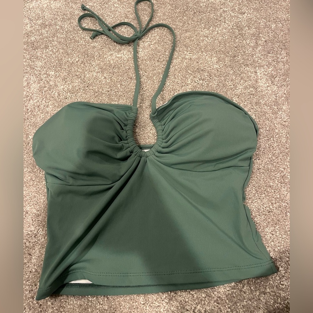 Green halter tank top